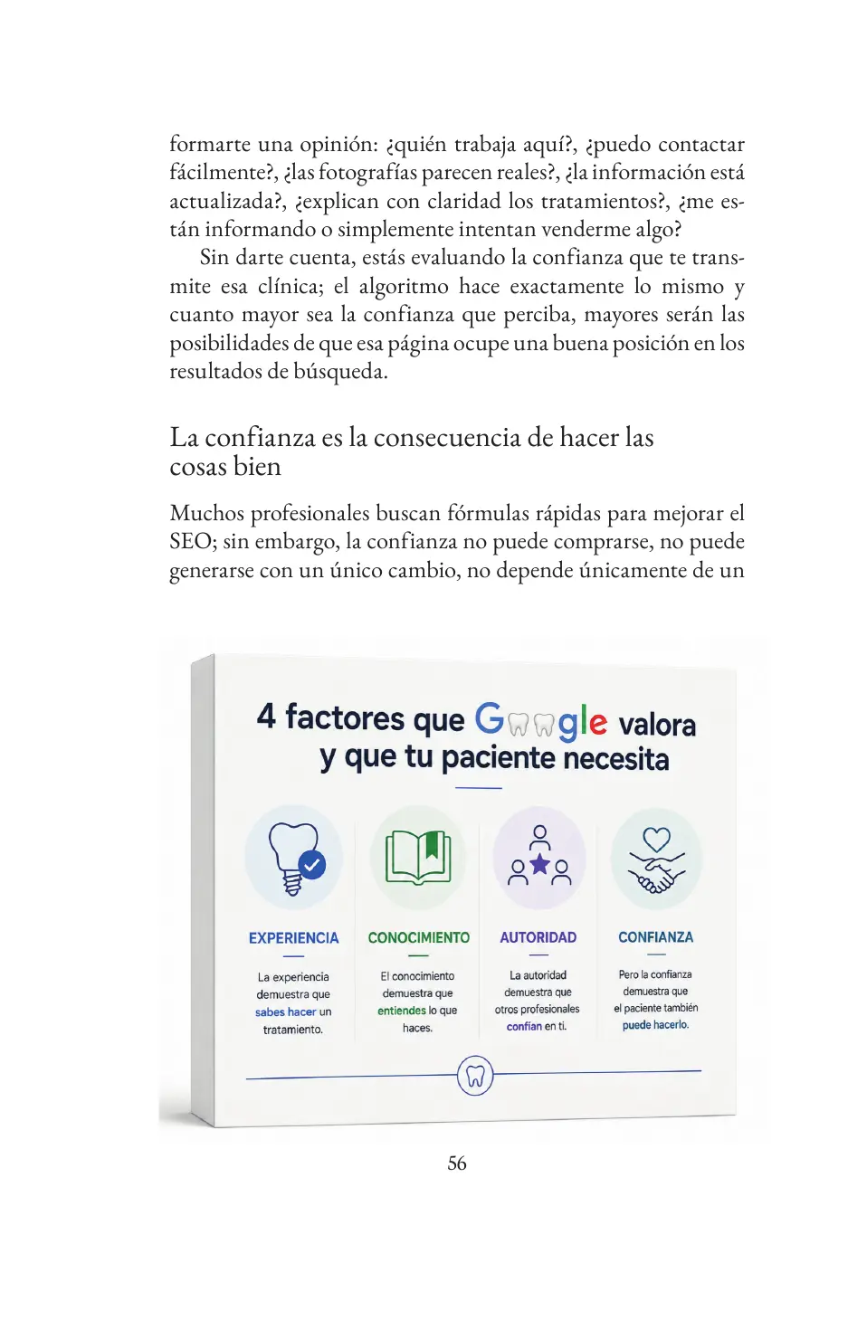 Página 56: cuatro factores que Google valora y que tu paciente necesita