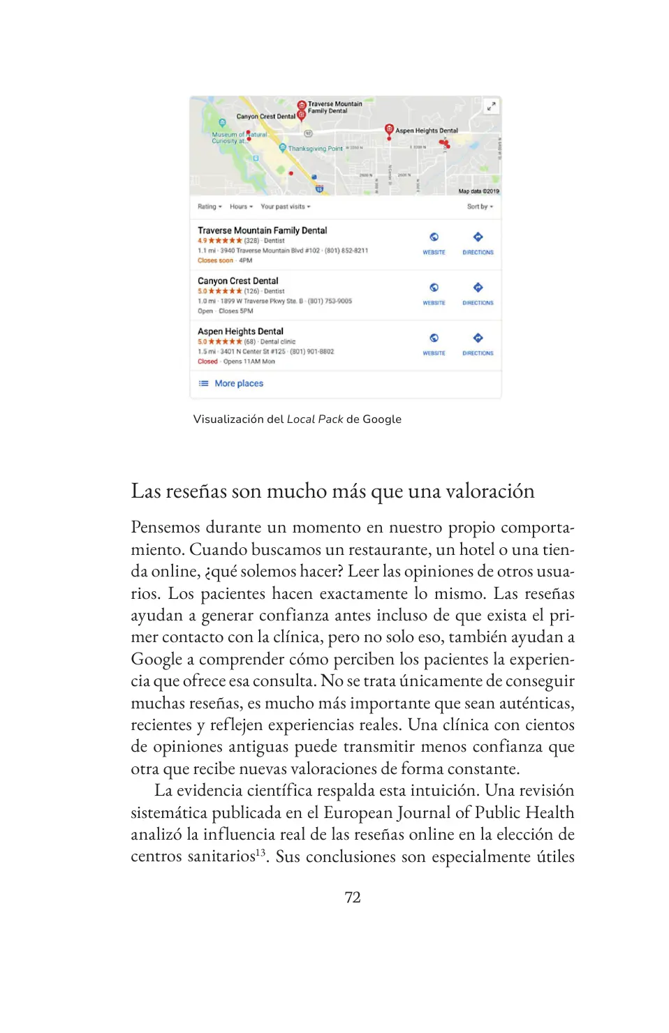 Página 72: Local Pack de Google